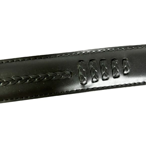 Vintage Onyx by Brighton Black Leather Belt Braided Size 42 Silver‎ Buckle 1993 main image 12